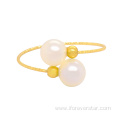 Unique design adjustable 18k gold freshwater pearl ring